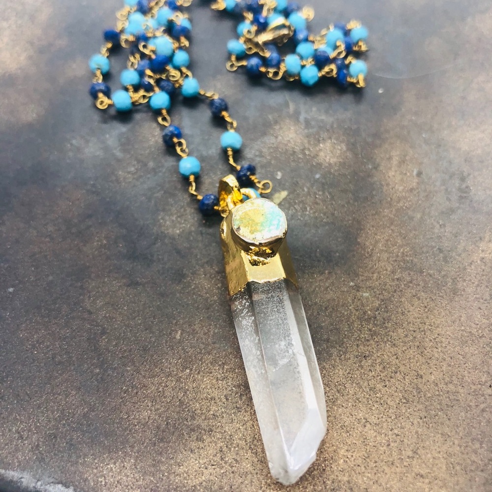 Turquoise & Lapis Rondelle Beads Pendant